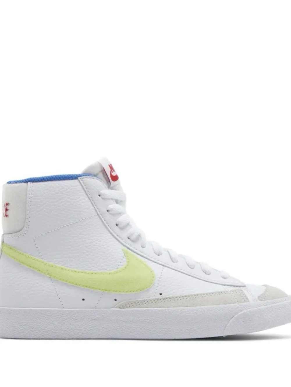 Nike White High-Top Sneakers with Pale Lime Swoosh